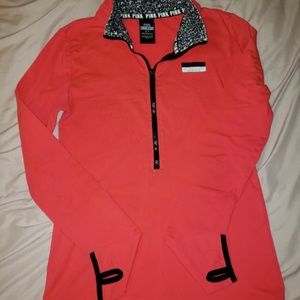 a hot pink PINK quarter zip size small